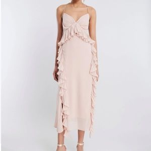 BCBGMAXAZRIA Ellington Ruffle Dress - BARE PINK Size 8